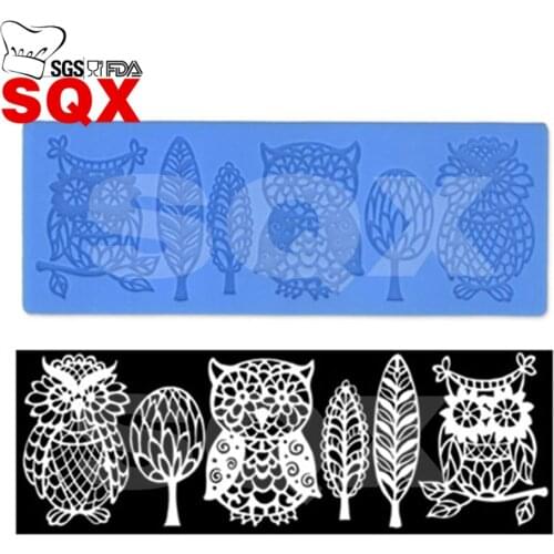 Owl lace flowers sugar fondant mold silicone bakeware cake mold cake decorating tools kitchen accessories LS108