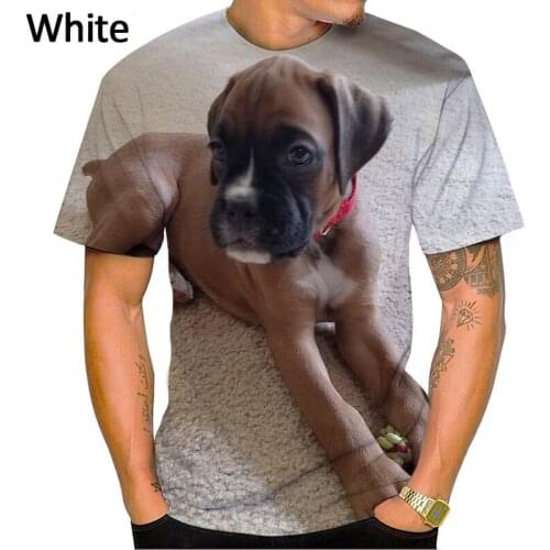 Fashion 3D Cute Animal Homme Boxer Dog Street Funny Boxer Dog T-shirt Animal Puppy Graphic T-shirt XS-5XL