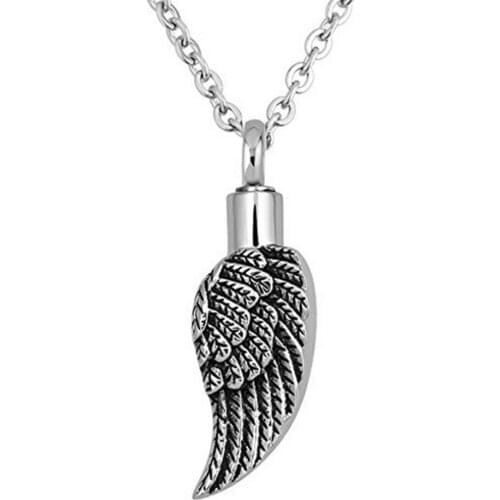 Trendy Mini Pet Urn Stainless Steel Angel Wings Cremation Urn pendant for Ashes Perfume Bottle Men Women
