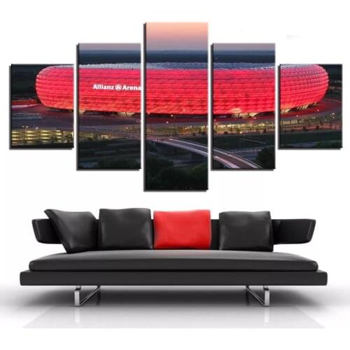Canvas Painting 5 Pieces Bayern Munich Allianz Arena Group Hd Printed Painting Sports Customized Wall Art Decor Living Room