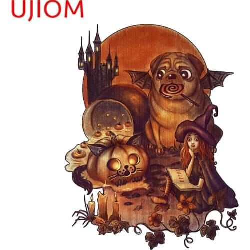 UJIOM Wallstickers Unlucky Halloween Witch Sticker Room Cartoon Decor Wallpaper House Removable PVC Decals Art Decoration