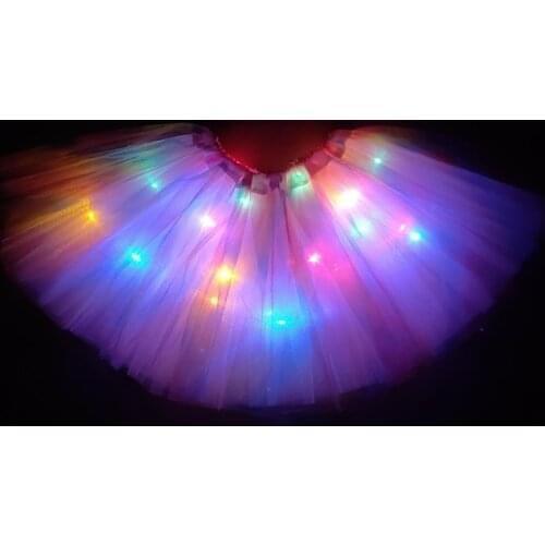 2020 new year Gradation Light LED Kids Coloured lights Tutu Skirt Princess Party Tutus Tulle Child Ballet Dance skirt