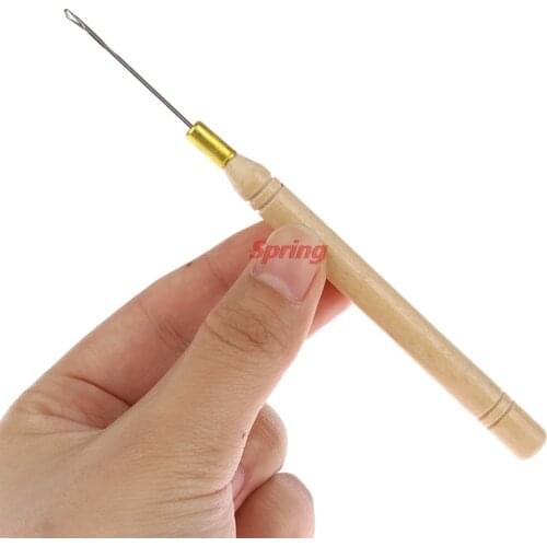 New 1Pcs Bamboo Crochet Handle Hook Needle Dread Tool Braiding Hair DIY Making Tool