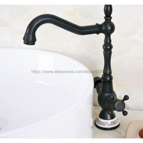 New Oil Rubbed Bronze Double handle Restroom bathroom wash basin faucet Hot and cold bath sink tap Nnf647
