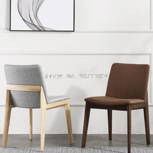 Solid Wood Dining Chair Home Modern Minimalist Nordic Desk Chair Bevel Chair Light Luxury Fabric Stool Restaurant Backrest Chair