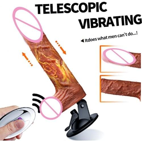 OLO Realistic Dildo Vibrator Simulated Heating Masturbator Stick Telescopic Swing Female Penis Sex Toys for Women