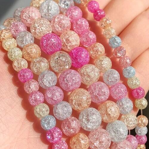 Wholesale Natural Colorful Cracked Crystal Beads 6/8/10mm Round Loose Beads For Jewelry Making Diy Bracelet Necklace