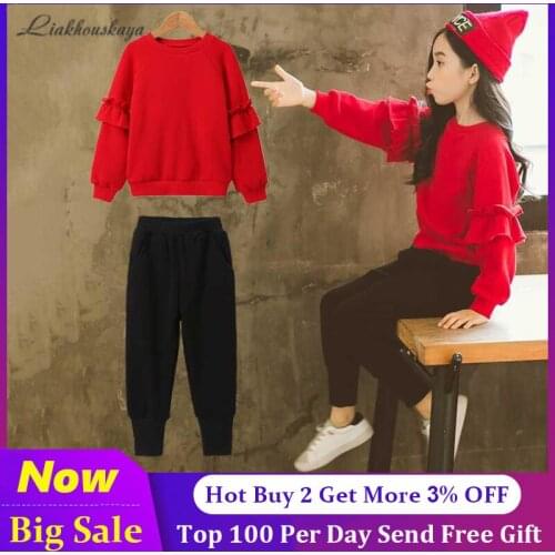 Autumn Spring Teen Girls Clothing Sets Girls Clothes Kids Tracksuit For Girl Suit Top+Pant 2pcs ChildrenS Costume 3-14 Year