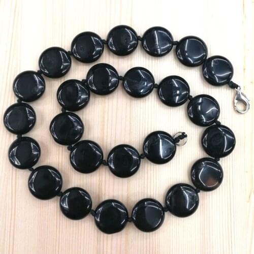 Fashion hot selling natural stone necklace 16MM charm black onyx round shape beads pendants & necklace jewelry free shipping 1pc