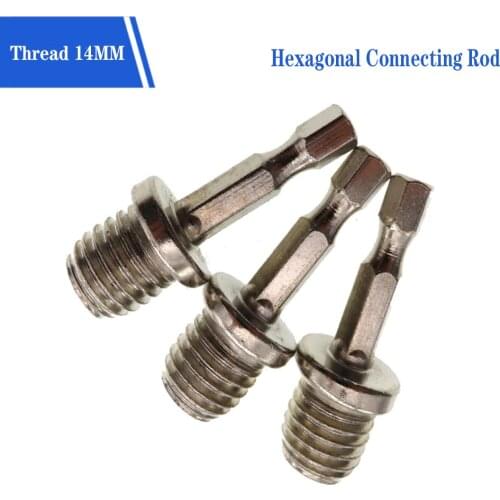 2Pcs 1/4" M10/M14 Hexagon Connecting Rod Adapter Drill Chuck Polishing Disc Hexagon Connecting Rod Metal Drilling Accessory