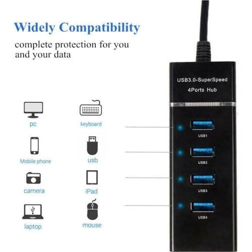 Portable 4 Ports USB 3.0 HUB Adapter Type-C to Super Speed USB Splitter 3 Hab Use Power Adapter Converter Computer Accessories