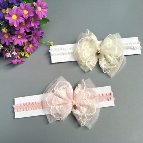 Newborn Baby Girls Cute Headband Big Bowknot Mesh Lace Princess Headwear Elastic Soft Hair Accessories