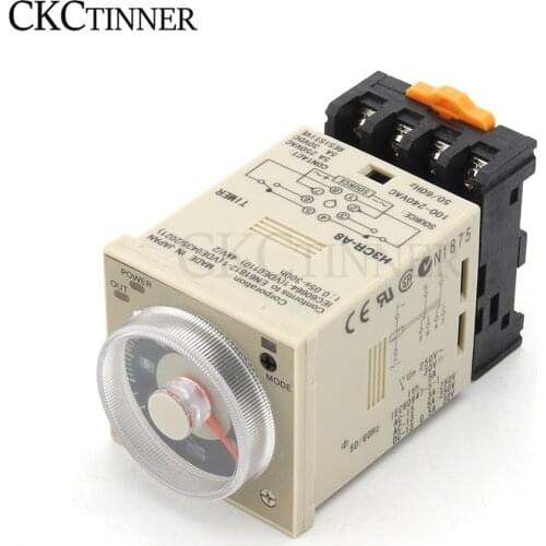24-220VAC/DC H3CR-A8 time relay 1.2s to 300h 50/60Hz 8PIN with base Power on and off cycle delay time relay
