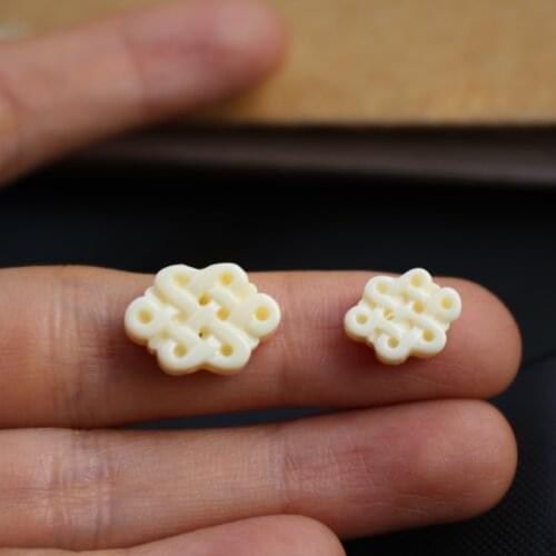 10Pcs 11mm 15mm Carved Artificial Coral beads Beige color Chinese Knot for Jewelry Bracelet Necklace Earring DIY Craft making