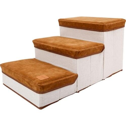 Folding Pet Dog Stairs On Step Bed Sofa Non-slip Soft Safe 3 Steps Pet Dog Stairs Home Use