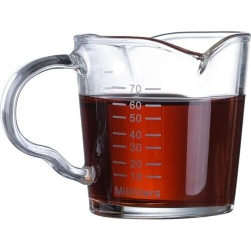 70ml Heat Resistant Glass Measuring Mug Jigger for Espresso Coffee Double-Mouthed Ounce Cup Small Milk Cup with Scale Drinkware
