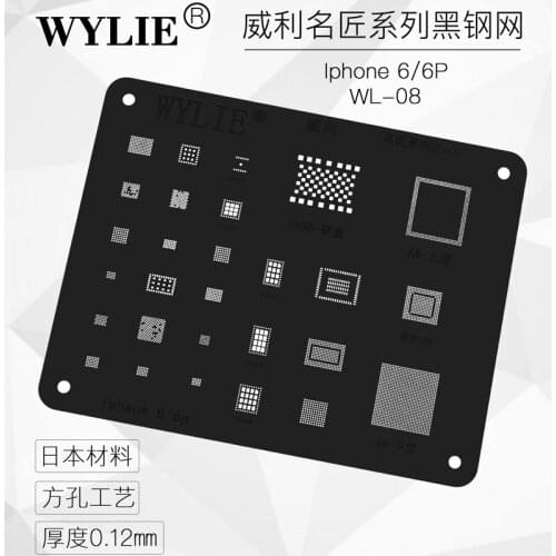 Black Stencil for iPhone Stencil Reball A7 A8 A9 A10 A11 A12 A13 CPU RAM Nand Flash IC Chip Pins Solder Tin Plant Net 0.12mm