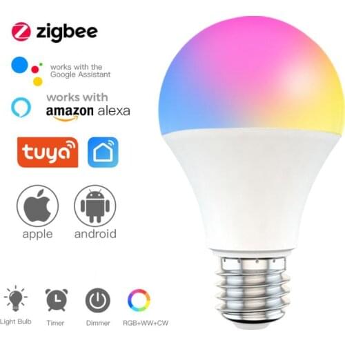 ZigBee 3.0 Tuya Smart Led Lamp Bulb Light E27 240V 110V RGB+W+C Works with Smartthings Alexa Echo Hub Google Home