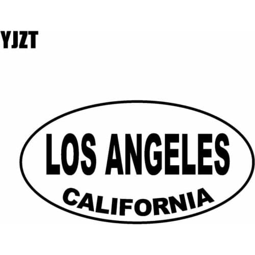 YJZT 13.7CM*7.3CM LOS ANGELES CALIFORNIA Oval Car Sticker Vinyl Decal Black Silver C10-01468