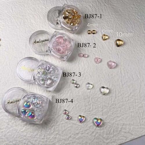 1Jar Nail Art 3-Size Crystal Resin Heart Decoration Nail Art 3D Deco BJ87