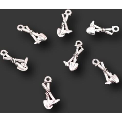 100pcs Silver Plated Mini Garden Tools Hoe & Spade Pendants Retro Bracelet Metal Accessories DIY Charms Jewelry Crafts Making
