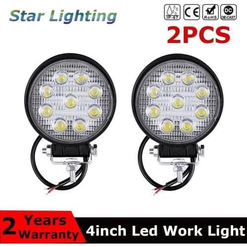 2pcs 27w 4 Inch Offroad LED Work Light Flood Beam Spotlight 12V 24V For Jeep ATV UAZ SUV 4WD Car 4x4 Truck Tractor LED Work Lamp