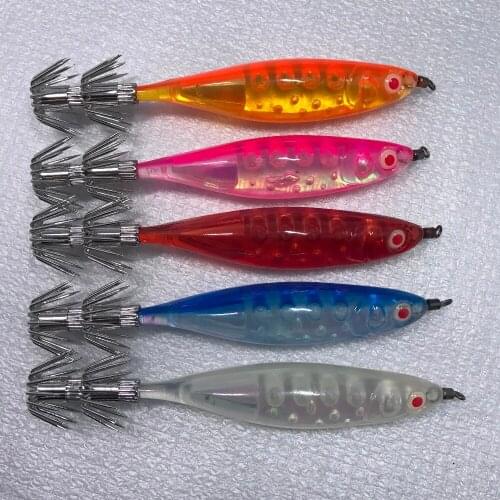 20Pcs Hard Shrimp Fishing Lure Squid Jigs Lure Balance Wood Octupus Baits Bass Fishing Tackle
