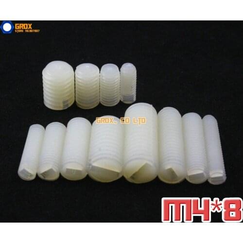 200 Pieces M4 x 8mm Nylon Grub Screws Cup Point Slotted Set Screw