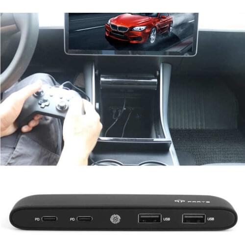 4 Port USB Hub TYPE-C Interface Built-In Touch LED Light Fit for Tesla Molde 3 2020.6-2021.1 car oil catch tank