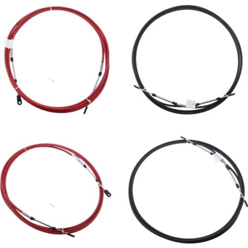 4PCS Boat Throttle Cable, Universal 12FT Marine Control Lever Shift Cable Great for Yamaha Outboard Red/Black