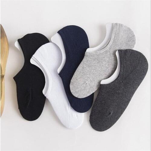 5 Pairs Man Socks Breathable Sports Sock Solid Color Boat Socks Comfortable Cotton Ankle Socks White Black Grey Autumn Summer