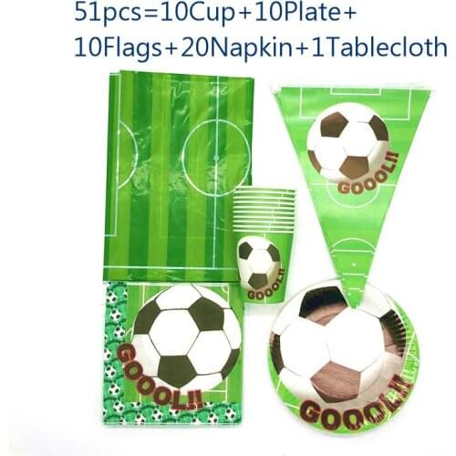 51-81pcs World Cup Theme Football Soccer Happy Birthday Party Decorations Supplies Boys Favor Cups Plates Napkins Gift Banner