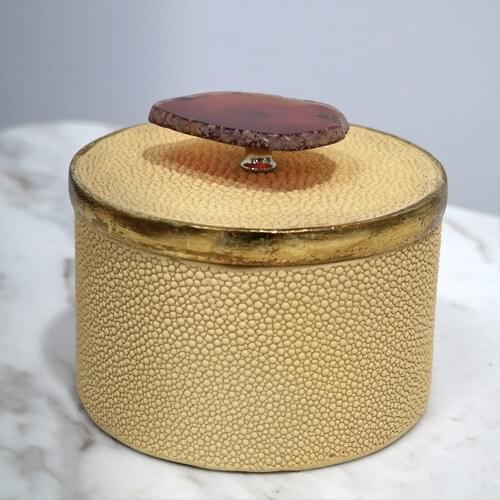 Hera Accessory Cream Gold Round Box 13 X10 cm