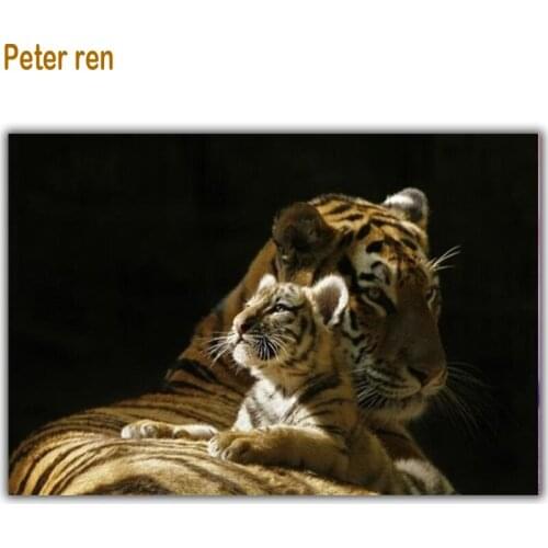 Peter ren Diamond painting Beaded embroidery Modular pictures Round\Square drill Mosaic Full icons Home decorations "Two tigers"