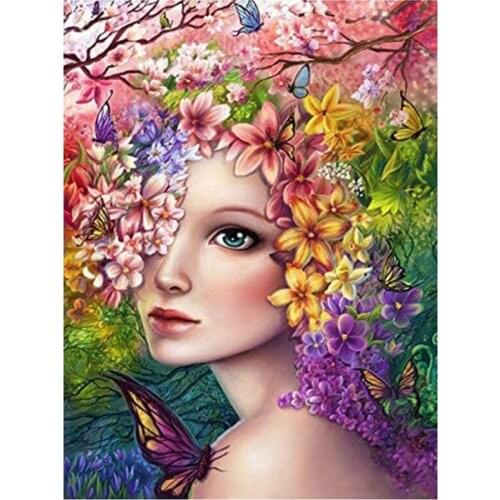 Diamond Painting Full Circle Diamond Kit Rhinestone Picture Art Craft Home Door Decoration (Flower Fairy)