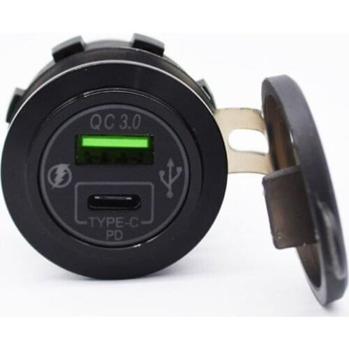 12-24 V Automobile And Motorcycle Refitted With Aluminum Alloy Charger Adapter QC3.0 USB Car Charger With TYPE-C Interface #2