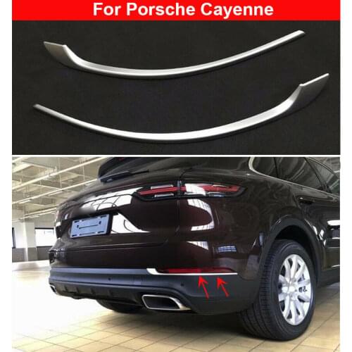 Car Accessories For Porsche Cayenne 2018-2021 Matte ABS Rear Bumper Fog Lamp Moulding Trim Strips