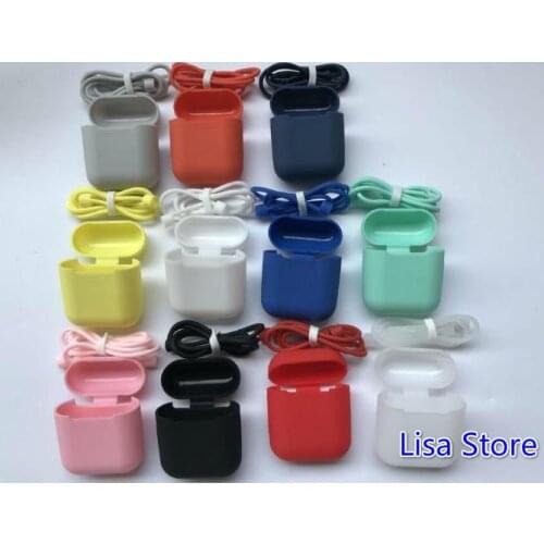 Free DHL 100 Silicone Bluetooth Wireless Earphone Case For Apple AirPods Protective Cover Skin Accessories With Anti lost strap