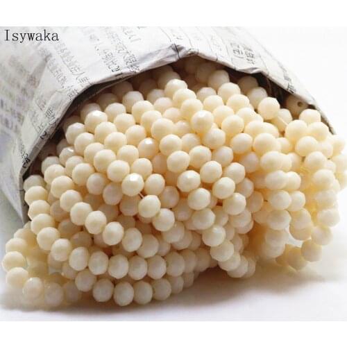 Isywaka Solid Beige Colors 4*6mm 50pcs Rondelle Austria faceted Crystal Glass Beads Loose Spacer Round Beads Jewelry Making