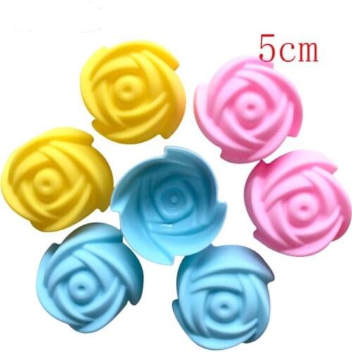 Fast shipping 5cm Rose Flower Cake Mold Pudding Grade Silicone Cake Mold Cupcake Mold Baking Mould LX8245