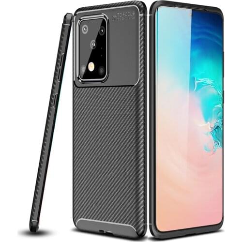 S20 Soft Shockproof Carbon Fiber Case for Samsung Galaxy S20 Ultra Case Silicone TPU Soft Back Cover for Samsung S20 Plus Capa