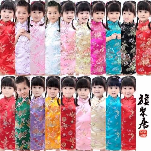 Floral Baby Qipao Girl Dresses Kid Chinese Style chi-pao cheongsam New Year gift Childrens Clothes