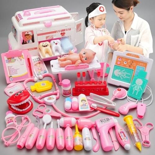 Electric Ambulance Box 52/65 Pcs/Set Girls Role Play Doctor Game Medicine Simulation Dentist Pretend Toy