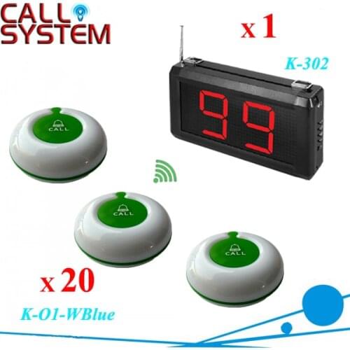 Electronic Call Bell System 1 Wall Display K-302 work with 20 Guest Buzzer wireless equipment
