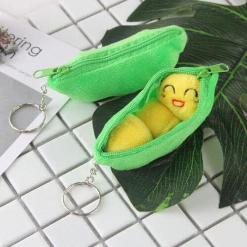 Pea pod Holland pod keychain pendant kawaii plush toy grab machine doll beautiful gift for girlfriend jewelry bag accessories