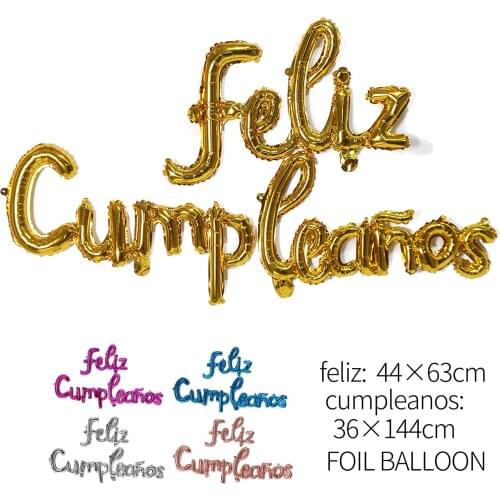 Spanish Happy Birthday Letters Balloons Lowercase Conjoined Alphabet Foil Globos Birthday Party Decoration Banner Baby Shower