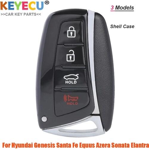 KEYECU Smart Remote Car Key Case Shell for Hyundai Genesis Santa Fe Equus Azera Sonata Elantra IX35 G80 2013-2019, FOB 4 Buttons