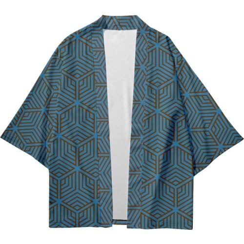 Plus Size Fashion Geometric Patterns Beach Japanese Style Kimono Streetwear Men Women Cardigan Haori Yukata Tops Robe Clothes