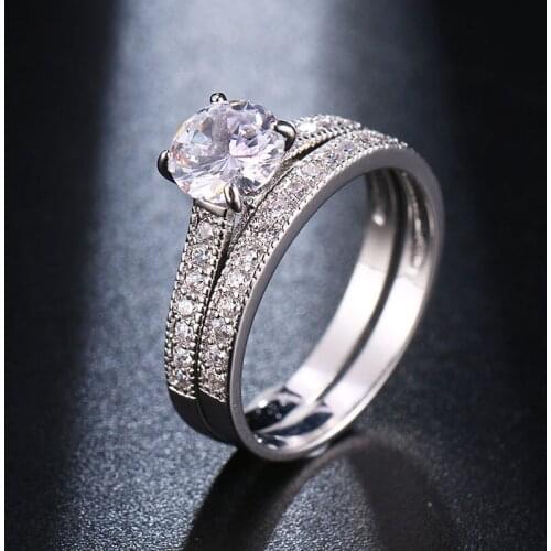 Womens 2pcs set ring high quality 3A cubic zirconia fashion ring two sets of fashion jewelry