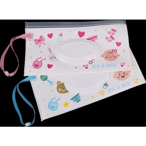 Eco-Friendly Baby Wipes Box Wet Wipe Box Cleaning Wipes Carrying Bag Clamshell Snap Strap Wipe Container Case
